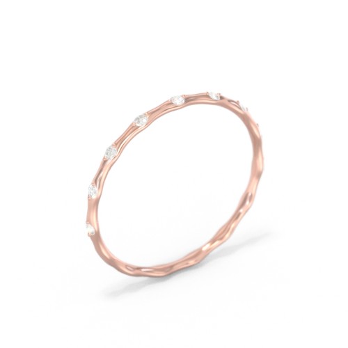 Dainty Stackable Half Eternity Ring with Bezel Set Accents – 10K Rose Gold with White Premium Zirconia