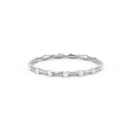 Dainty Stackable Half Eternity Ring with Bezel Set Accents in 10K Solid White Gold with Diamond