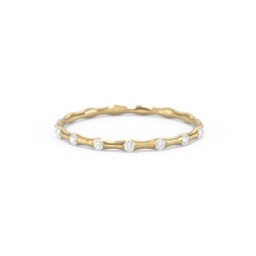 Dainty Stackable Half Eternity Ring with Bezel Set Accents in 10K Solid Yellow Gold with Diamond