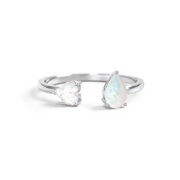 Heart & Pear Gemstone Open Cuff Ring