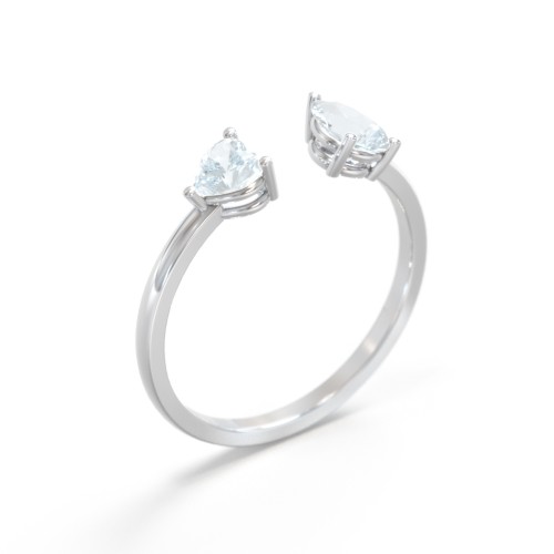 Heart & Pear Gemstone Open Cuff Ring