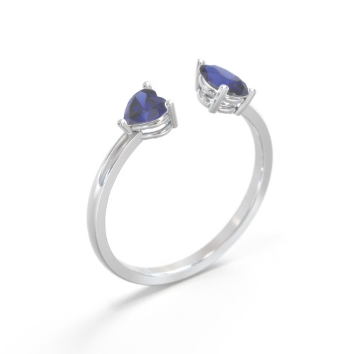 Heart & Pear Gemstone Open Cuff Ring