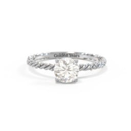 Solitaire Gemstone Ring with Twisted Rope & Bead Band