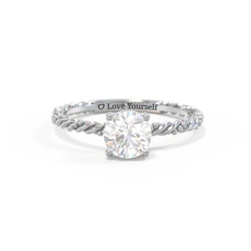 Solitaire Gemstone Ring with Twisted Rope & Bead Band