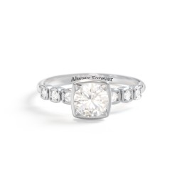 Round Gemstone Cube Ring with Star Set Accents