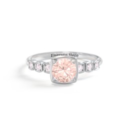 Round Gemstone Cube Ring with Star Set Accents