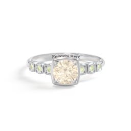 Round Gemstone Cube Ring with Star Set Accents