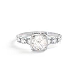 Round Gemstone Cube Ring with Star Set Accents