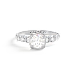 Round Gemstone Cube Ring with Star Set Accents