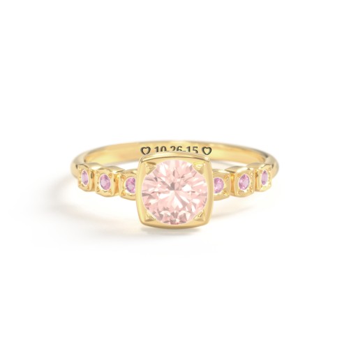 Round Gemstone Cube Ring with Star Set Accents – 18K Gold Plated Silver with Morganite and Pink Tourmaline
