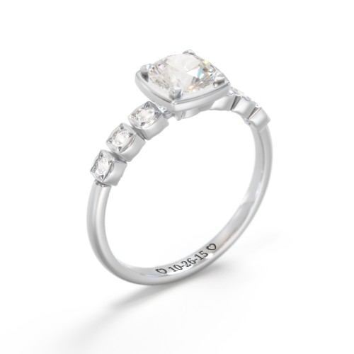 Round Gemstone Cube Ring with Star Set Accents