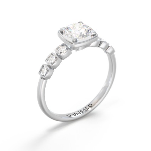 Round Gemstone Cube Ring with Star Set Accents
