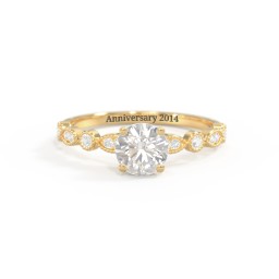 Round Gemstone Ring With Milgrain & Accents