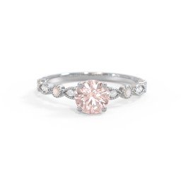 Round Gemstone Ring With Milgrain & Accents