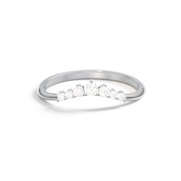 Curved Band with Tapered Accent Stones in 925 Sterling Silver with Diamond