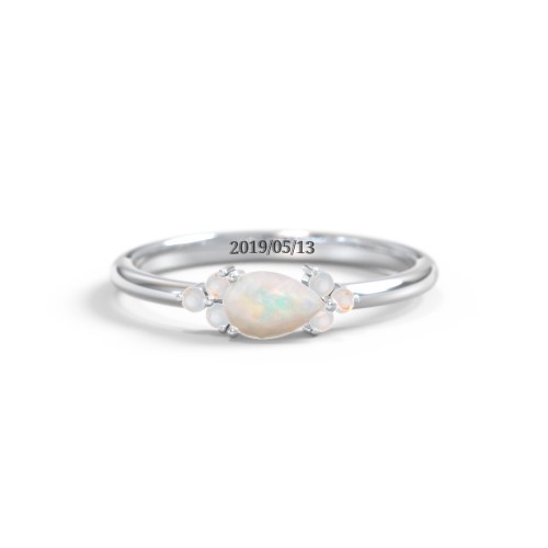 East-West Pear Gemstone Ring With Triple Side Stones