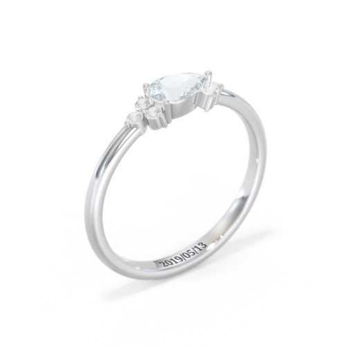 East-West Pear Gemstone Ring With Triple Side Stones