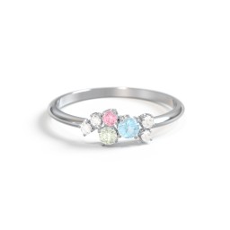 3-Stone Cluster Ring with Accent Stones