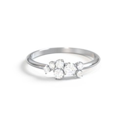 3-Stone Cluster Ring with Accent Stones in 925 Sterling Silver with Diamond