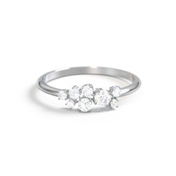 4-Stone Cluster Ring with Accent Stones in 925 Sterling Silver with Diamond