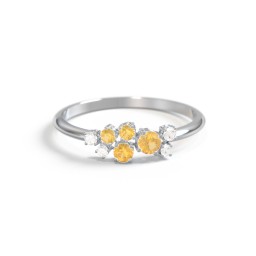 4-Stone Cluster Ring with Accent Stones in 925 Sterling Silver with Citrine and Cubic Zirconia
