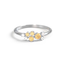4-Stone Cluster Ring with Accent Stones in 925 Sterling Silver with Citrine and Cubic Zirconia