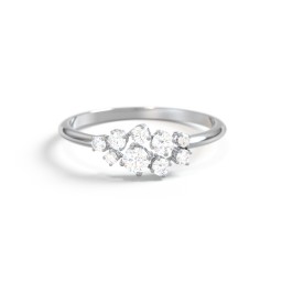 5-Stone Cluster Ring with Accent Stones in 925 Sterling Silver with Diamond
