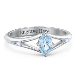 Oval Split Shank Accent Ring