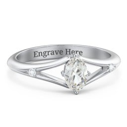 Oval Split Shank Accent Ring