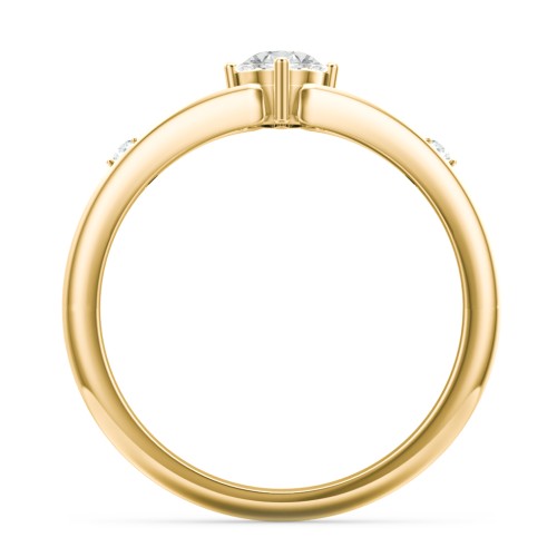 Oval Split Shank Accent Ring – 18K Gold Plated Silver with Cubic Zirconia and White Premium Zirconia