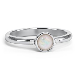 Round Bezel Solitaire with Twin Accents Ring