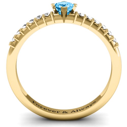 Princess Center Stone Ring with Twin Accent Rows