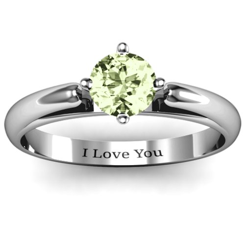 Ski Tip Solitaire Round Ring – Sterling Silver with Peridot