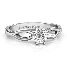 Round Solitaire Figure 8 Shank Ring