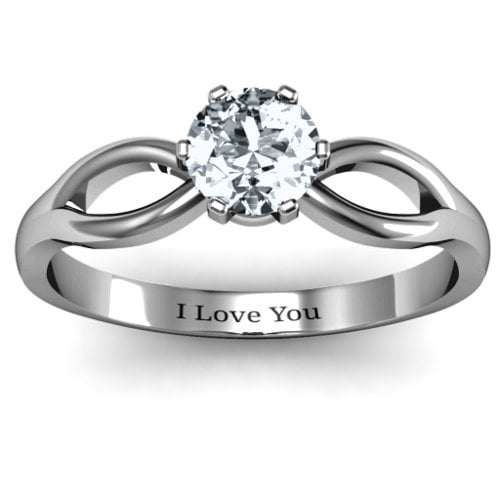 Round Solitaire Figure 8 Shank Ring