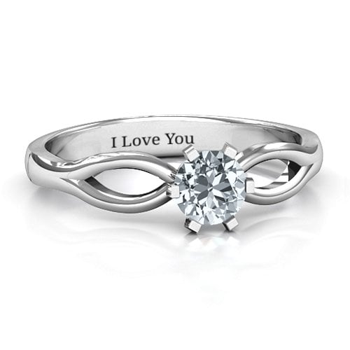 Round Solitaire Figure 8 Shank Ring