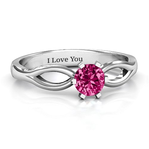 Round Solitaire Figure 8 Shank Ring