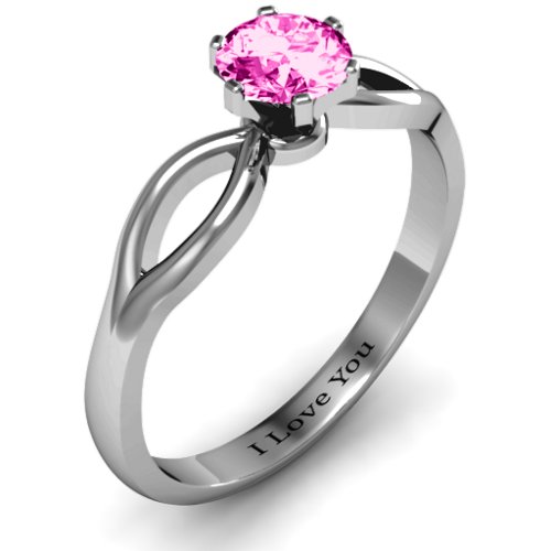 Round Solitaire Figure 8 Shank Ring – Sterling Silver with Pink Tourmaline