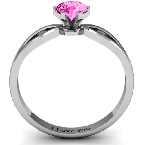 Round Solitaire Figure 8 Shank Ring – Sterling Silver with Pink Tourmaline