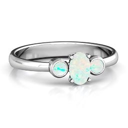 Oval Center with Twin Bezel Rounds Ring