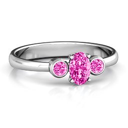 Oval Center with Twin Bezel Rounds Ring