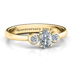 Oval Center with Twin Bezel Rounds Ring