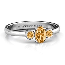 Oval Center with Twin Bezel Rounds Ring