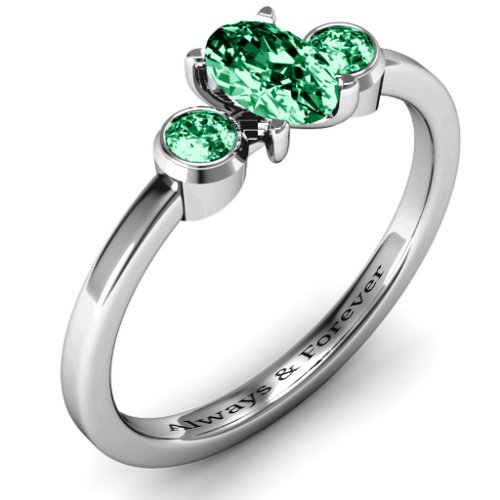 Oval Center with Twin Bezel Rounds Ring