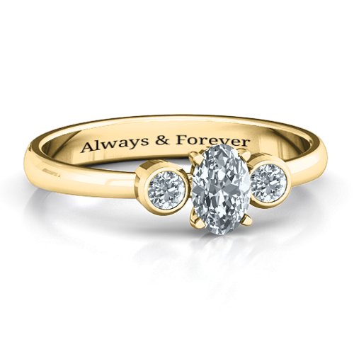 Oval Center with Twin Bezel Rounds Ring