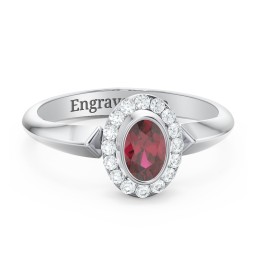 "Royal" Bezel Set Oval Cluster Ring in 10K Solid White Gold