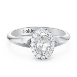 "Royal" Bezel Set Oval Cluster Ring in 925 Sterling Silver with Cubic Zirconia and White Premium Zirconia