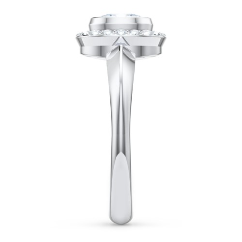 "Royal" Bezel Set Oval Cluster Ring – Sterling Silver with Diamond