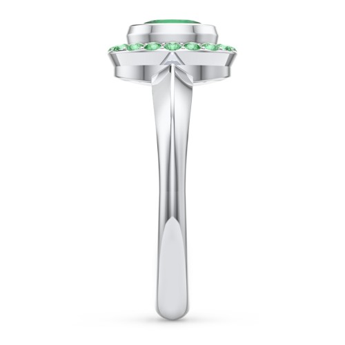 "Royal" Bezel Set Oval Cluster Ring – Sterling Silver with Emerald and Green Premium Zirconia