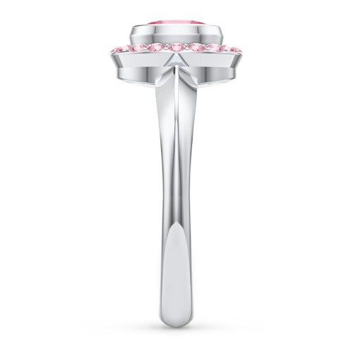 "Royal" Bezel Set Oval Cluster Ring – Sterling Silver with Pink Tourmaline and Fancy Pink Premium Zirconia